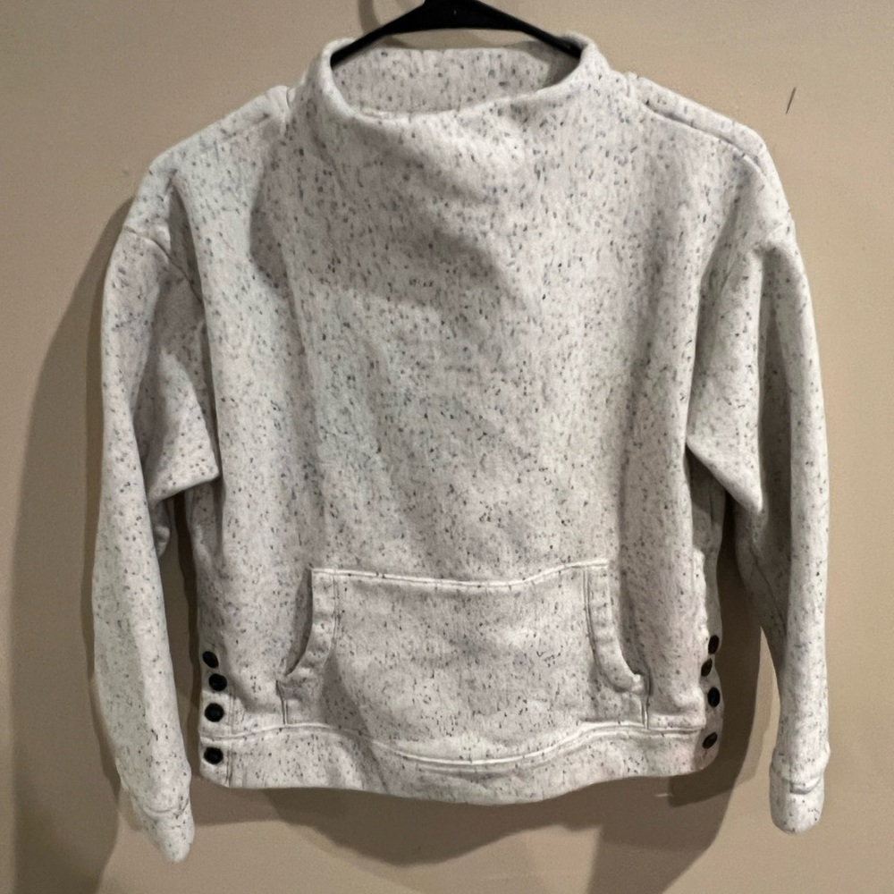 Madewell Womens Donegal Mock Neck Side Button Sweater Size  S Cream Gray Boxy